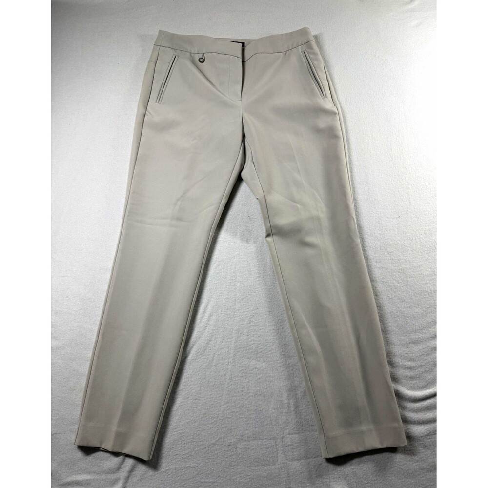 Adrianna Papell Womens Dress Pants Size 6 Beige Flat Front Straight Leg 654